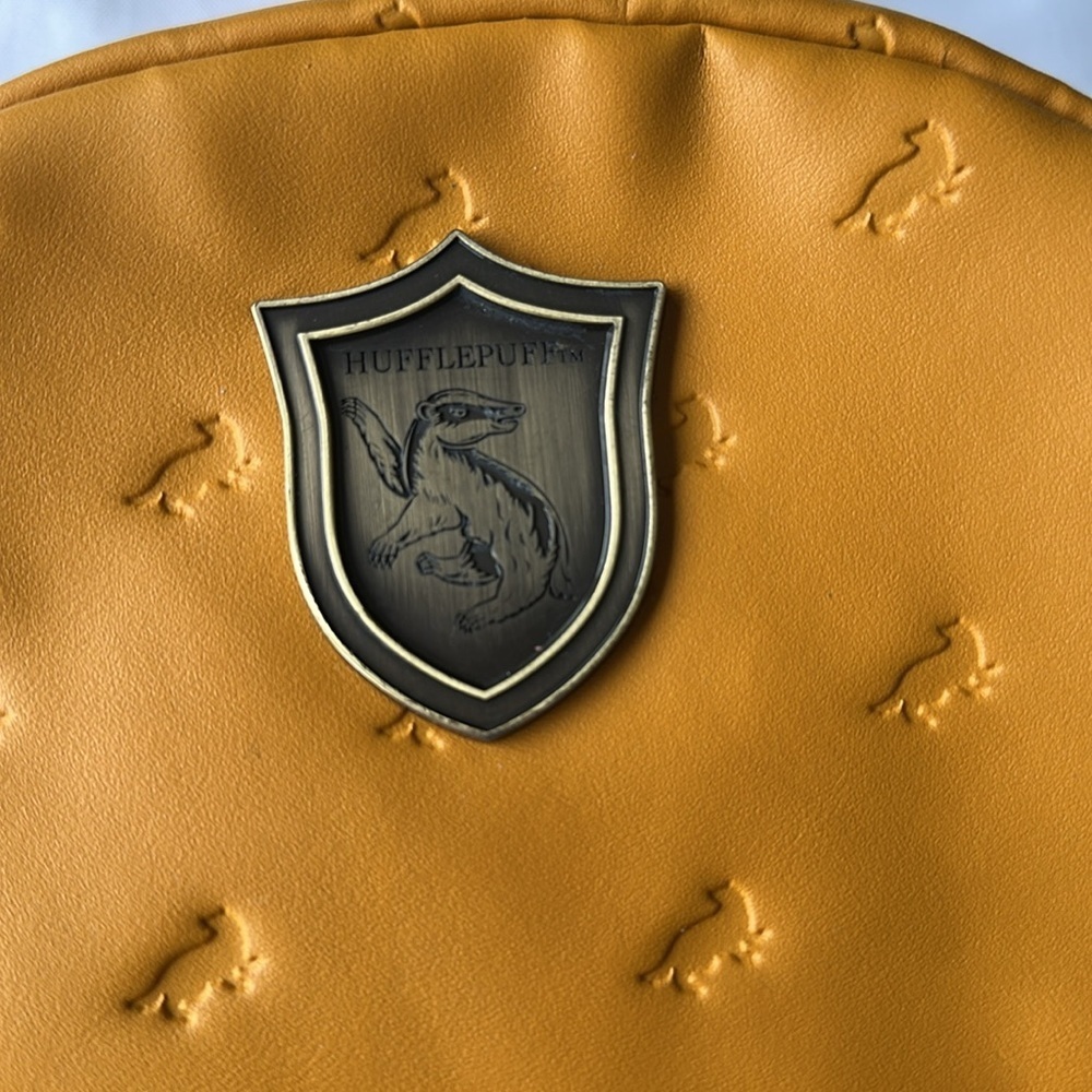 Harry Potter Yellow Hufflepuff Mini Backpack Zip Pocket & Close Adjustable Strap - Picture 4 of 11